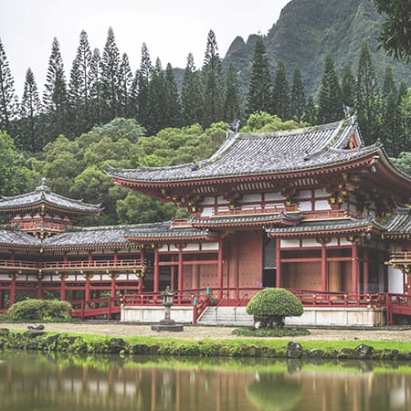 Photo of a house with Chinese architecture
